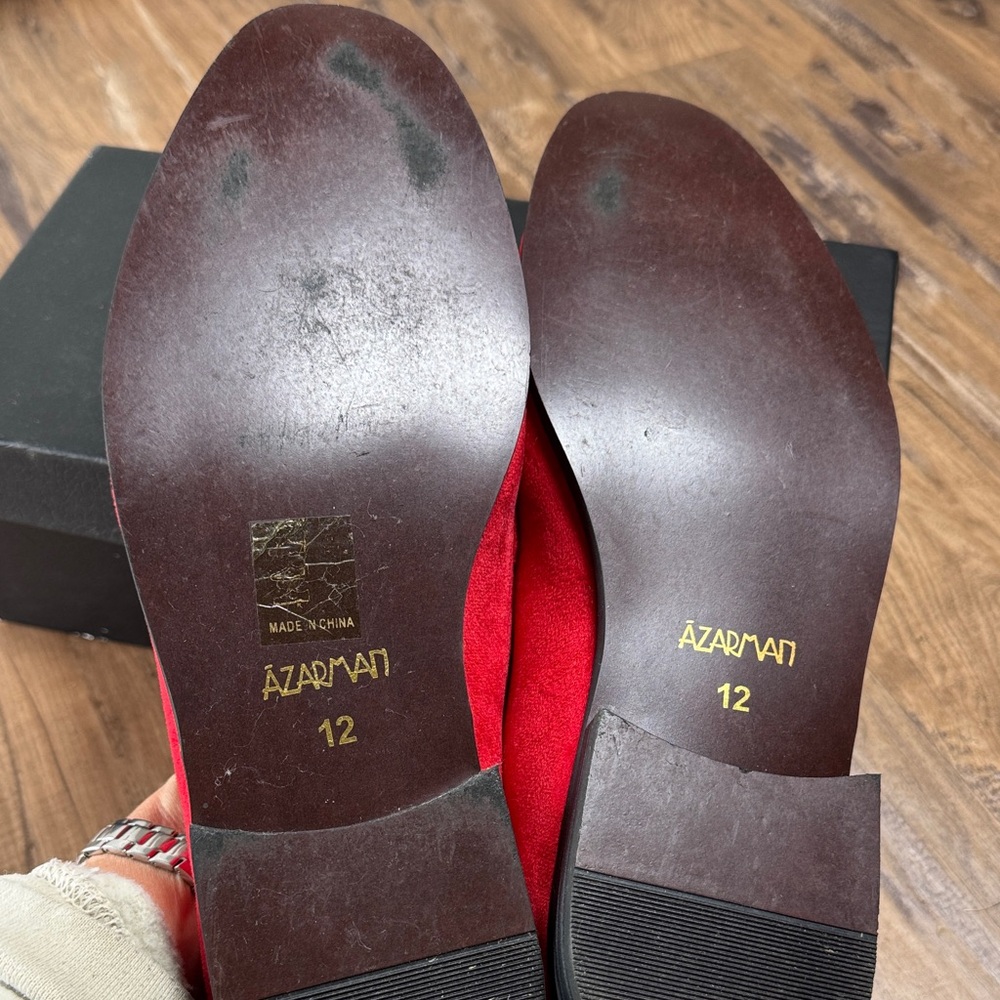 Red Suede Loafers size 12 EU 45 PROM HOCO WEDDING - Picture 7 of 8